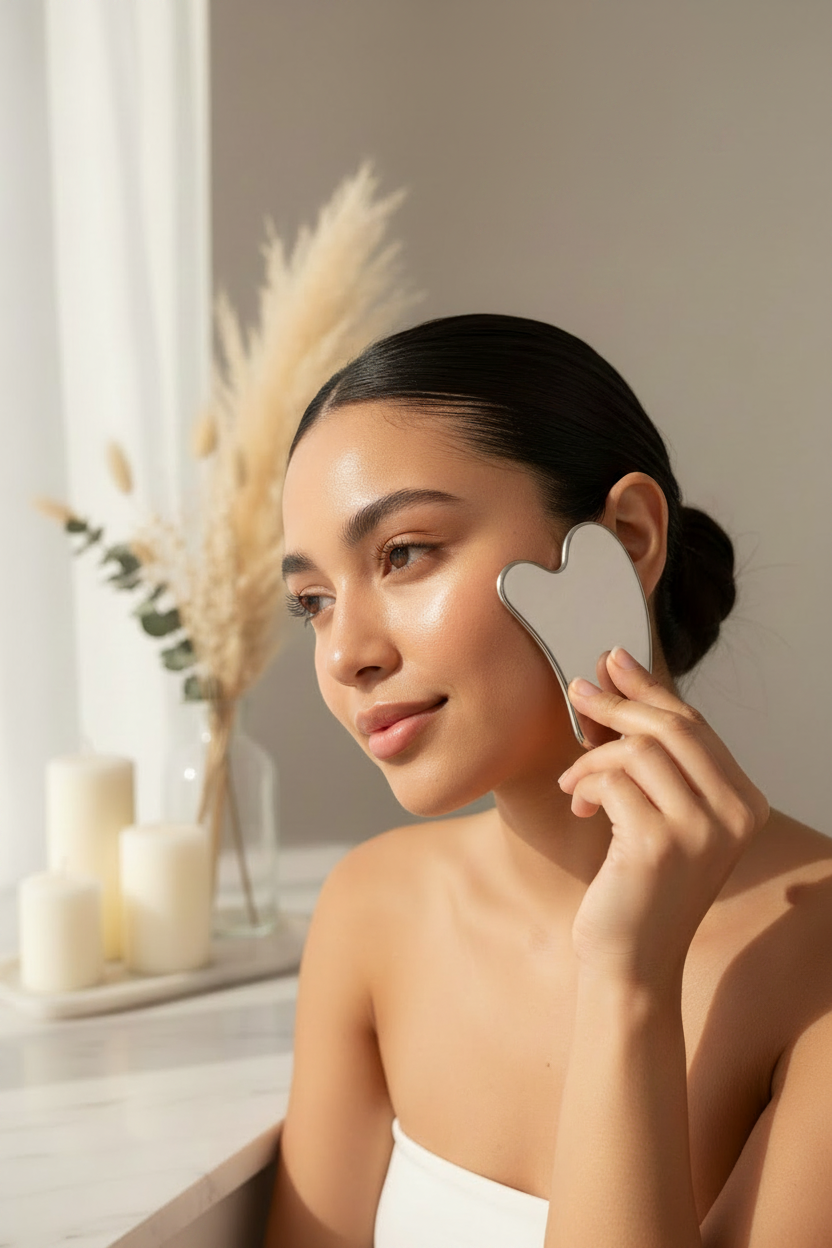 Stainless Steel Gua Sha Facial Tool — Freeze & Sculpt Cold Therapy Board