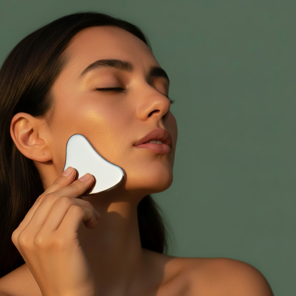 Stainless Steel Gua Sha Facial Tool — Freeze & Sculpt Cold Therapy Board